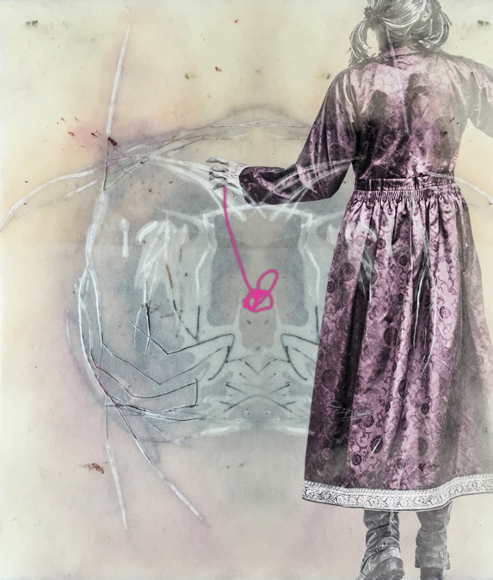 neonrosa Lachen im Kessel